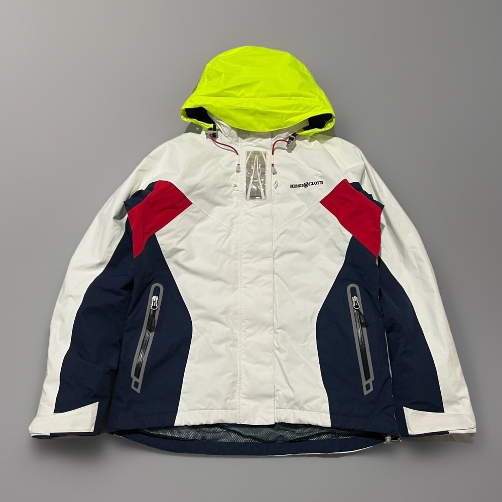 Henri Lloyd Womens White Navy Blue Sailing High Visibility Pack Hood Jacket S